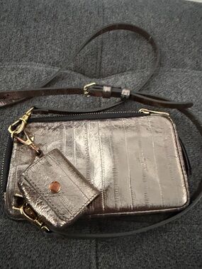 Bandolier gold expanded crossbody pouch /bag/purse with AirPod case & strap